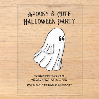 Invitaciones Acrílicas Fiesta de fantasmas de Halloween espeluznante y li