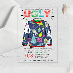 Invitaciones Acrílicas Fiesta de feriado de sudaderas Navidades