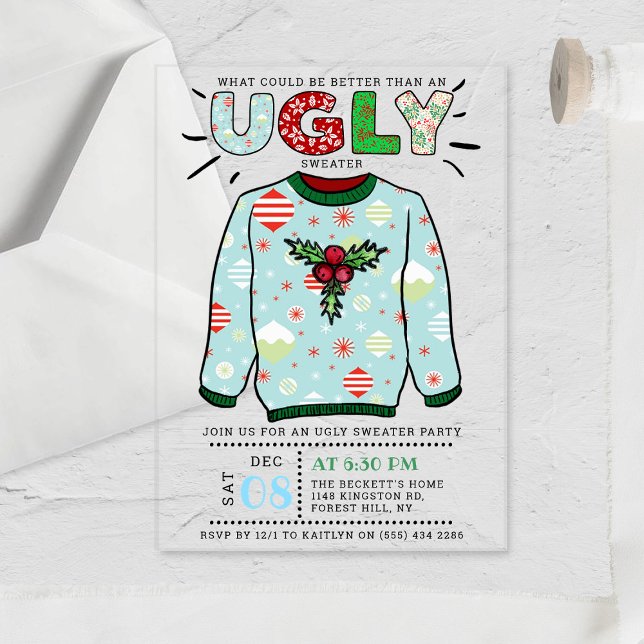 Invitaciones Acrílicas Fiesta de feriado de sudaderas Navidades (Subido por el creador)