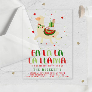Invitaciones Acrílicas Fiesta de fiesta de Fiesta Llama navidades