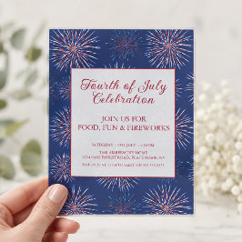 Invitaciones Acrílicas Fiesta de Fuegos Artificiales Patrióticos del 4 de