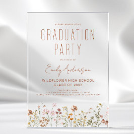 Invitaciones Acrílicas Fiesta de Graduación Boho Flor Silvestre