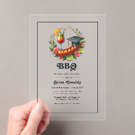 Invitaciones Acrílicas Fiesta de Graduación Caprichosa de Barbacoa