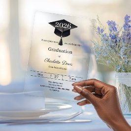 Invitaciones Acrílicas Fiesta de graduación clase de 2026 lujo claro