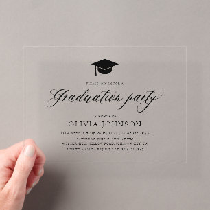 Invitaciones Acrílicas Fiesta de Graduación con Foto Minimalista Simple M