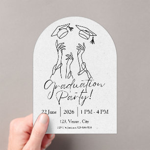 Invitaciones Acrílicas Fiesta de Graduación con Gorra Minimalista