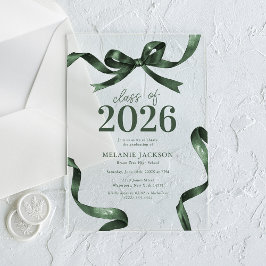 Invitaciones Acrílicas Fiesta de Graduación con Lazo Elegante