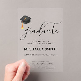 Invitaciones Acrílicas Fiesta de Graduación de Escuela Secundaria con Gor