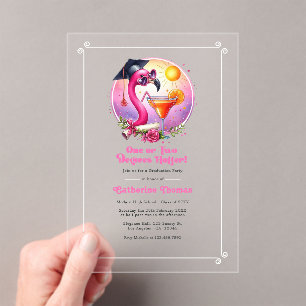Invitaciones Acrílicas Fiesta de Graduación de Flamenco Uno o Dos Grados 