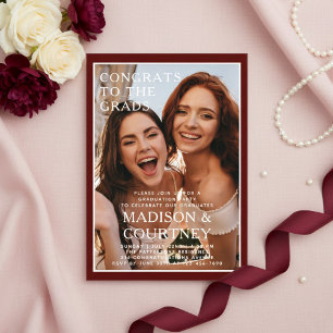 Invitaciones Acrílicas Fiesta de Graduación de Fotos de Graduados de Burg