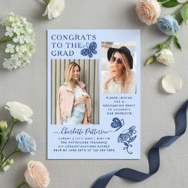 Invitaciones Acrílicas Fiesta de Graduación de la Foto de Mariposa Azul