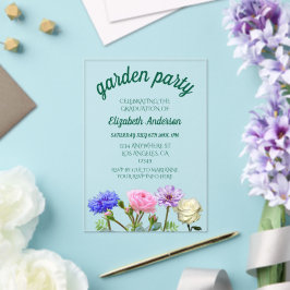 Invitaciones Acrílicas Fiesta de graduación en el jardín