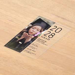 Invitaciones Acrílicas Fiesta de Graduación Foto Personalizada