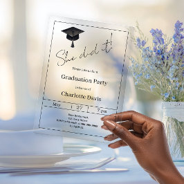 Invitaciones Acrílicas Fiesta de graduación lujo negro  Lo hizo claro