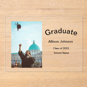Invitaciones Acrílicas fiesta de graduación simple y elegante de fotograf