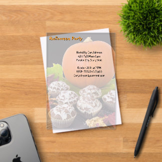 Invitaciones Acrílicas Fiesta de Halloween de calabaza y pasteles