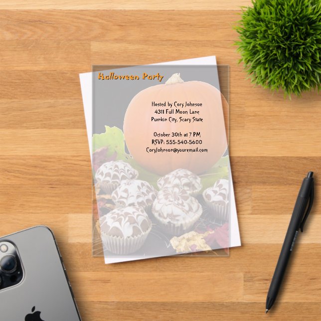 Invitaciones Acrílicas Fiesta de Halloween de calabaza y pasteles (Insitu (Tarjeta de Invitación))