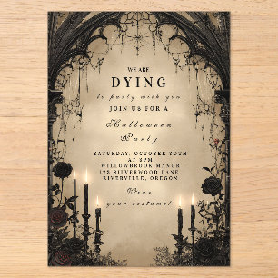 Invitaciones Acrílicas Fiesta de Halloween de Romance Oscuro