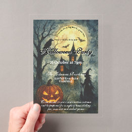 Invitaciones Acrílicas Fiesta de Halloween espeluznante - Casa embrujada