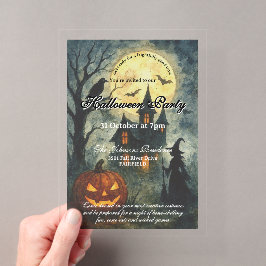 Invitaciones Acrílicas Fiesta de Halloween espeluznante - Casa embrujada