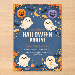 Invitaciones Acrílicas Fiesta de Halloween Little Boo Fantasma Lindo 