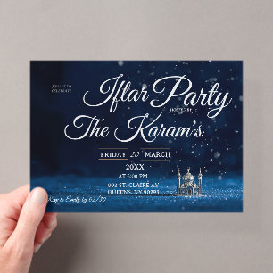 Invitaciones Acrílicas Fiesta de Iftar de la Mezquita Elegante Azul de Ra