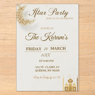 Invitaciones Acrílicas Fiesta de Iftar de la Mezquita Minimalista Beige B