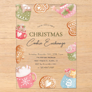 Invitaciones Acrílicas Fiesta de Intercambio de Galletas de Navidad Paste