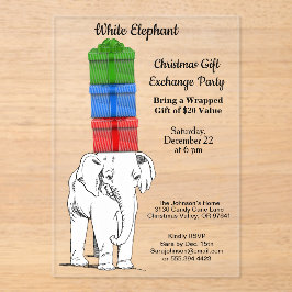 Invitaciones Acrílicas Fiesta de intercambio de regalos apilados de Elefa