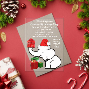 Invitaciones Acrílicas Fiesta de intercambio de regalos para elefantes bl