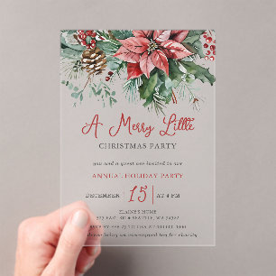 Invitaciones Acrílicas Fiesta de invierno Floral Merry Little Navidades