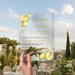 Invitaciones Acrílicas Fiesta de jardín de verano con limones para Baby S