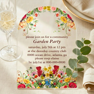Invitaciones Acrílicas Fiesta de Jardín Floral Cautivador 