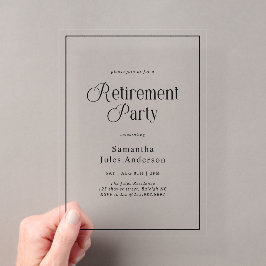 Invitaciones Acrílicas Fiesta de Jubilación con Letra Elegante Moderna