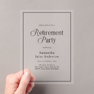 Invitaciones Acrílicas Fiesta de Jubilación con Letra Elegante Moderna
