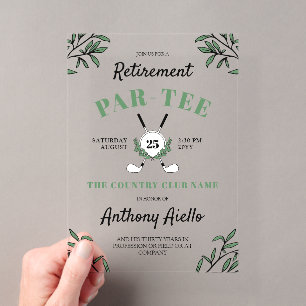 Invitaciones Acrílicas Fiesta de jubilación con tema de golf y vegetación