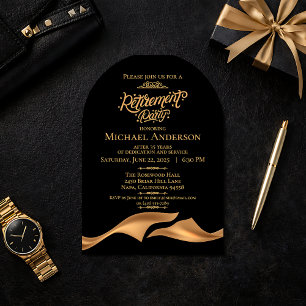 Invitaciones Acrílicas Fiesta de Jubilación de Oro Negro Lujoso