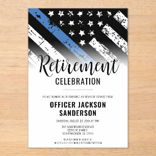 Invitaciones Acrílicas Fiesta de Jubilación del Departamento de Policía d