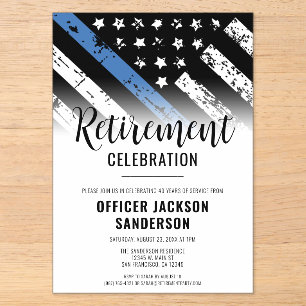 Invitaciones Acrílicas Fiesta de Jubilación del Departamento de Policía y