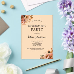 Invitaciones Acrílicas Fiesta de Jubilación Moderna Elegante Floral Beige