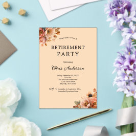 Invitaciones Acrílicas Fiesta de Jubilación Moderna Elegante Floral Beige