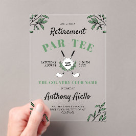 Invitaciones Acrílicas Fiesta de Jubilación Temática de Golf de Verdor
