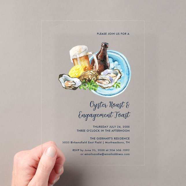 Invitaciones Acrílicas Fiesta de Mariscos y Brindis de Compromiso Asado d (Insitu (portátil))