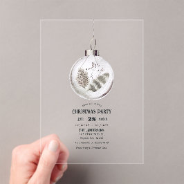 Invitaciones Acrílicas Fiesta de Navidad Bohemio Neutral Transparente