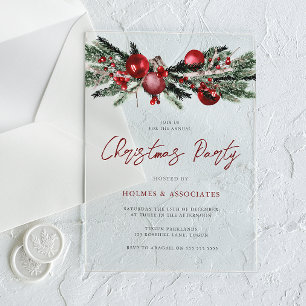 Invitaciones Acrílicas Fiesta de Navidad Clásica de Oficina Corporativa d