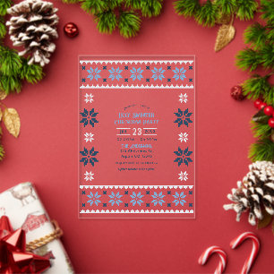 Invitaciones Acrílicas Fiesta de Navidad con Jersey Feo de Terciopelo Árt