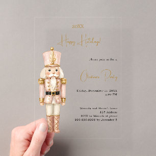 Invitaciones Acrílicas Fiesta de Navidad con lujo minimalista rosa Cascan