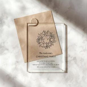 Invitaciones Acrílicas Fiesta de Navidad Corona Elegante 
