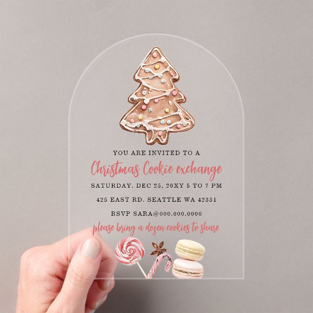 Invitaciones Acrílicas Fiesta de Navidad de Intercambio de Galletas (Insitu (portátil))