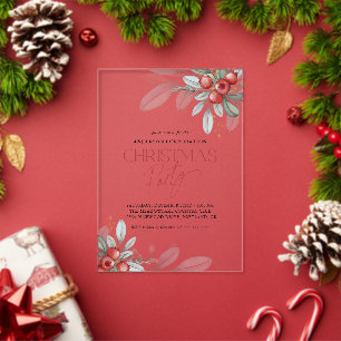 Invitaciones Acrílicas Fiesta de Navidad de Oficina Elegante Vegetación d